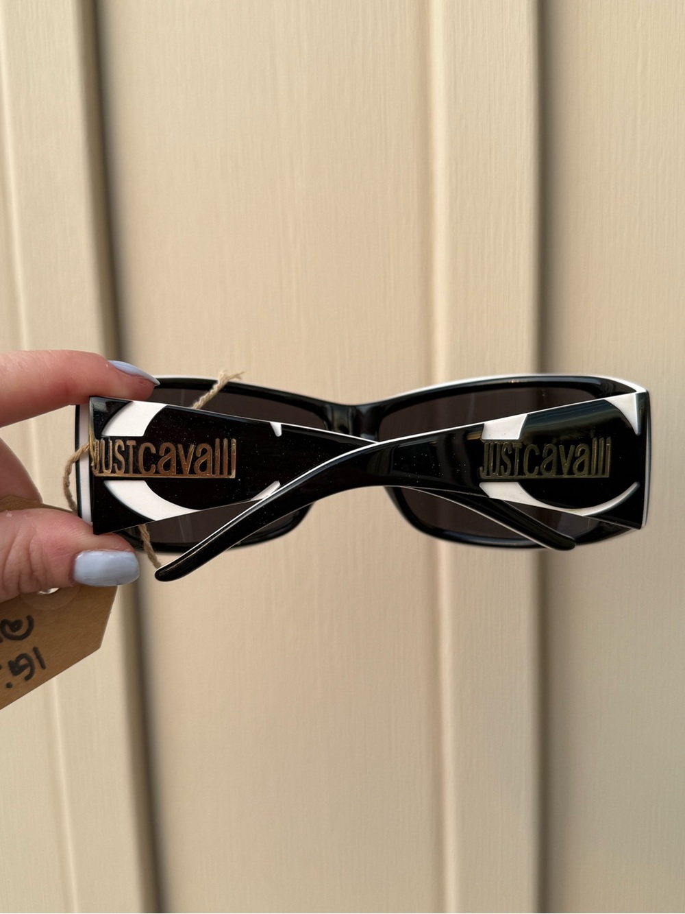Just Cavalli Y2K Black and White Logo Oversized Sunglasses